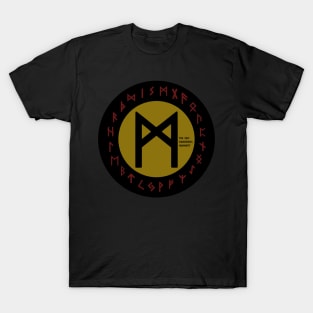 Yellow Mannaz Elder Futhark Rune | Viking | Pagan Symbol T-Shirt